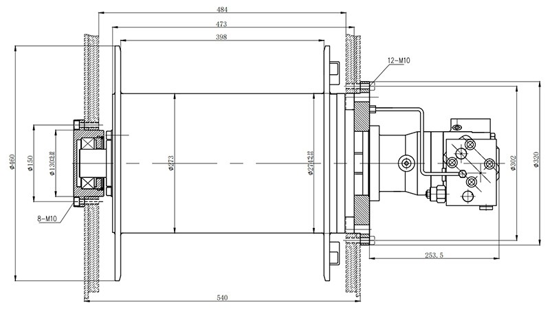 truck hydraulic winch Installation dimensions truck hydraulic winch Installation dimensions